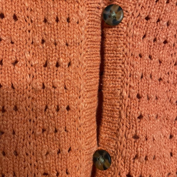 NWT Madewell open stitch cardigan sweater, classic coral, size L - Picture 4 of 5